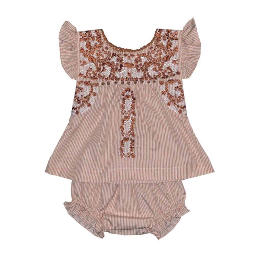 Six Honeybees Longhorn Puebla Bloomer Set: Burnt Orange Baby Girls 18 Months